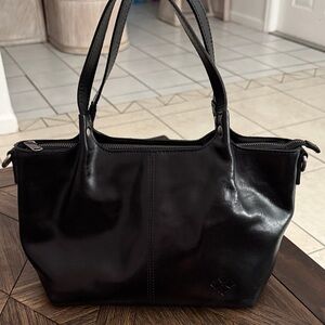 Black Leather Tote Handbag